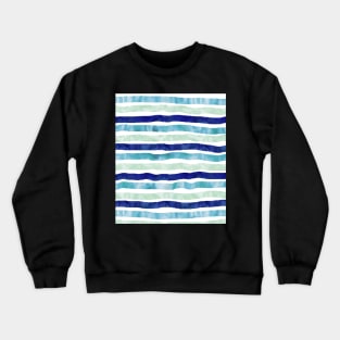 watercolor hand drawn stripes navy blue mint Crewneck Sweatshirt